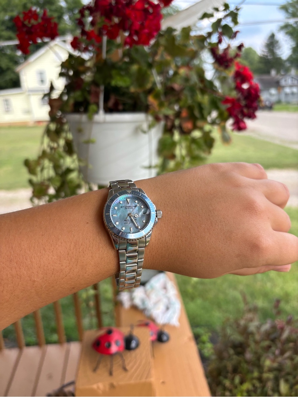 Stuhrling Womens diver Silver Tone Stainless Steel Watch